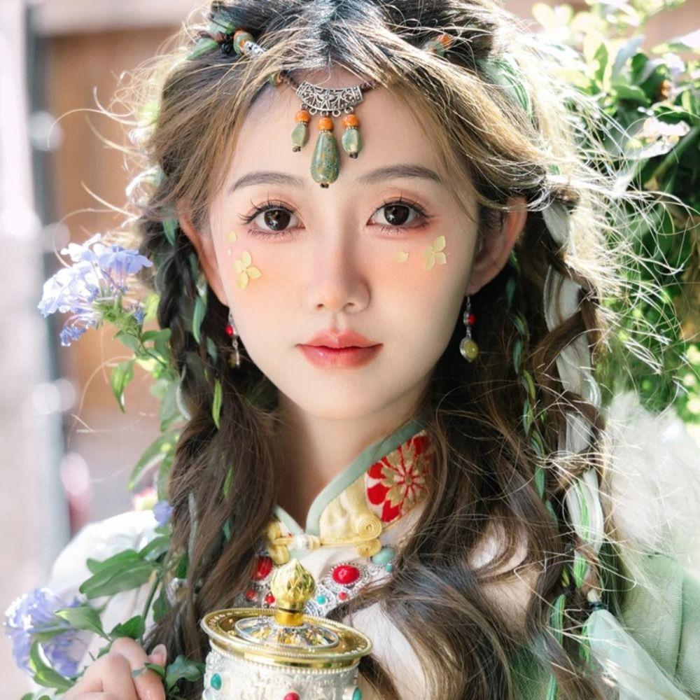 

Women Head Chain Ethnic Style Forehead Chain Ethnic Style Beads Tassels Headbands Girl/Women V