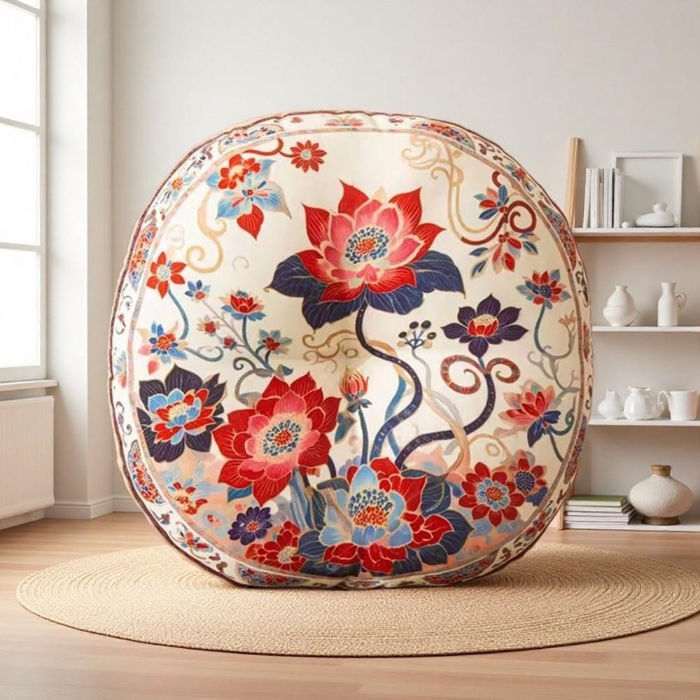 

Fashion 40cm Futon Cushion Ethnic Style Thickened Throw Cushion Round Breathable Lazy Chair Cushion for Home Decoration