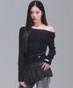 ZEROPLANET Joy Shirred Long Sleeve Top [Black]