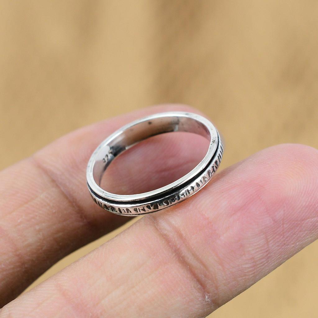 Gift For Her 925 Sterling Silver Natural No Stone Gemstone Spinner Ring Size 9.5