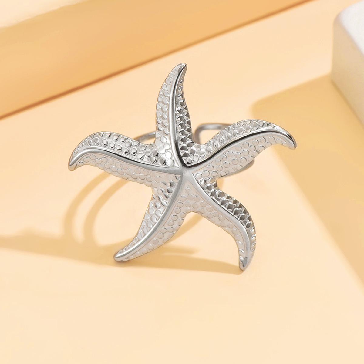 Starfish Open Ring - Ocean Series Stainless Steel Casual Fashion