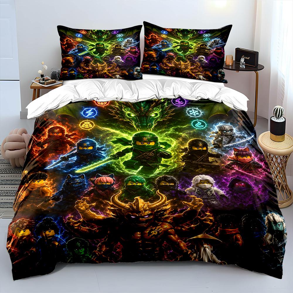 N Ninja Games Pattern Duvet Cover Set Digital Print Colorful Polyester Bedding With Zipper Closur For Kids Gifts
