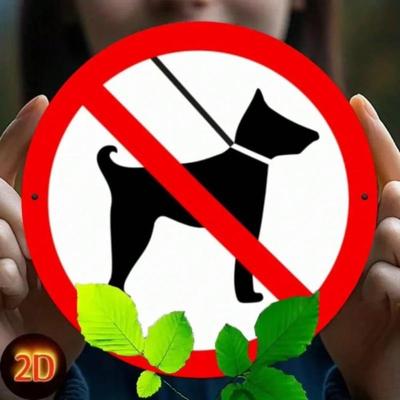 Vintage No Dogs Allowed Round Metal Sign Wall Art Home Decor