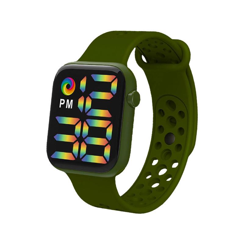 Y1LED Digital Rainbow Display Sport Watch with Large Screen and Button Movement for Men and Women