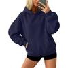 Women's Color Long Sleeve Pullover Hoodie with Front Pocket Loose Fit