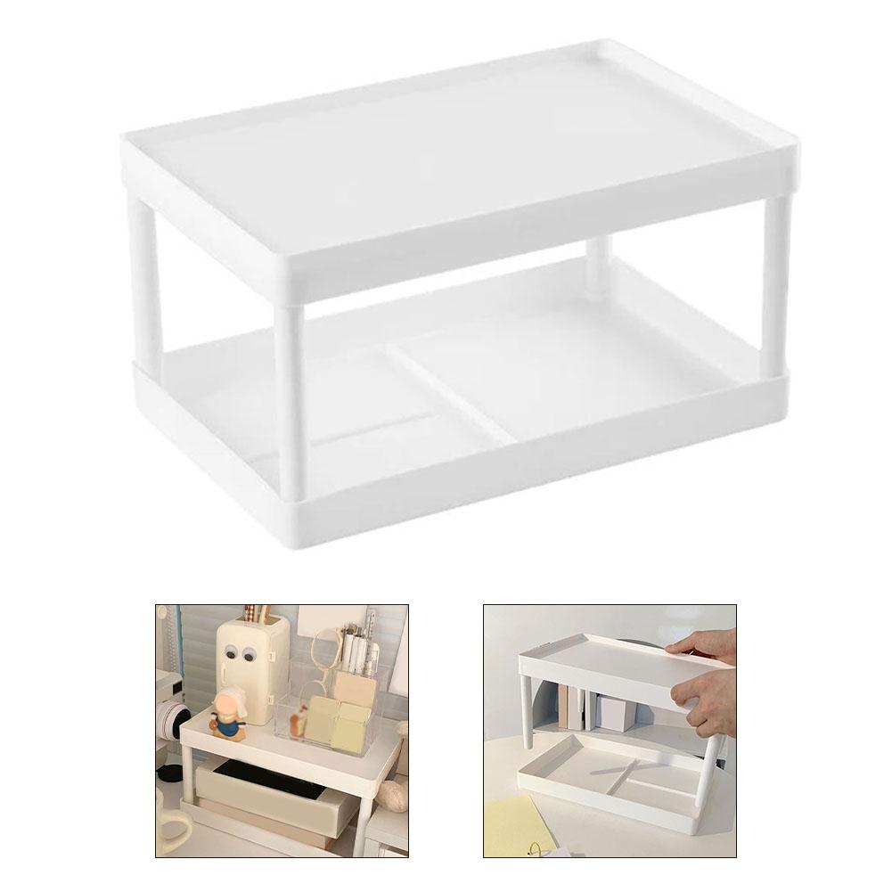 Abnehmbarer doppelstöckiger Schreibtisch-Organizer für Kosmetik und Schreibwaren Effizientes Aufbewahrungsregal, um den Schreibtisch ordentlich und organisiert zu halten