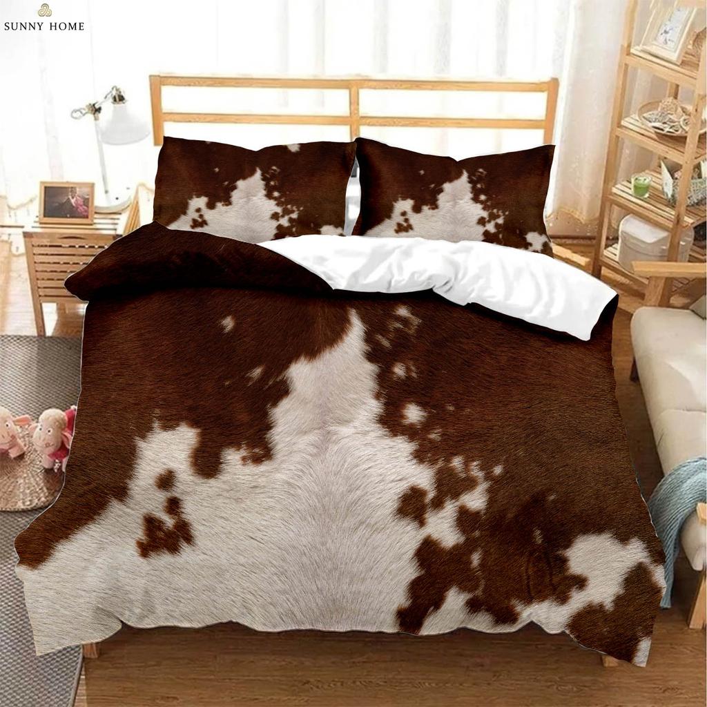 Animal Texture Leopard 3D Printed Quilt Cover Bedding Set Polyester Machine Washable Quilt Cover Pillowcase Three-piece Set