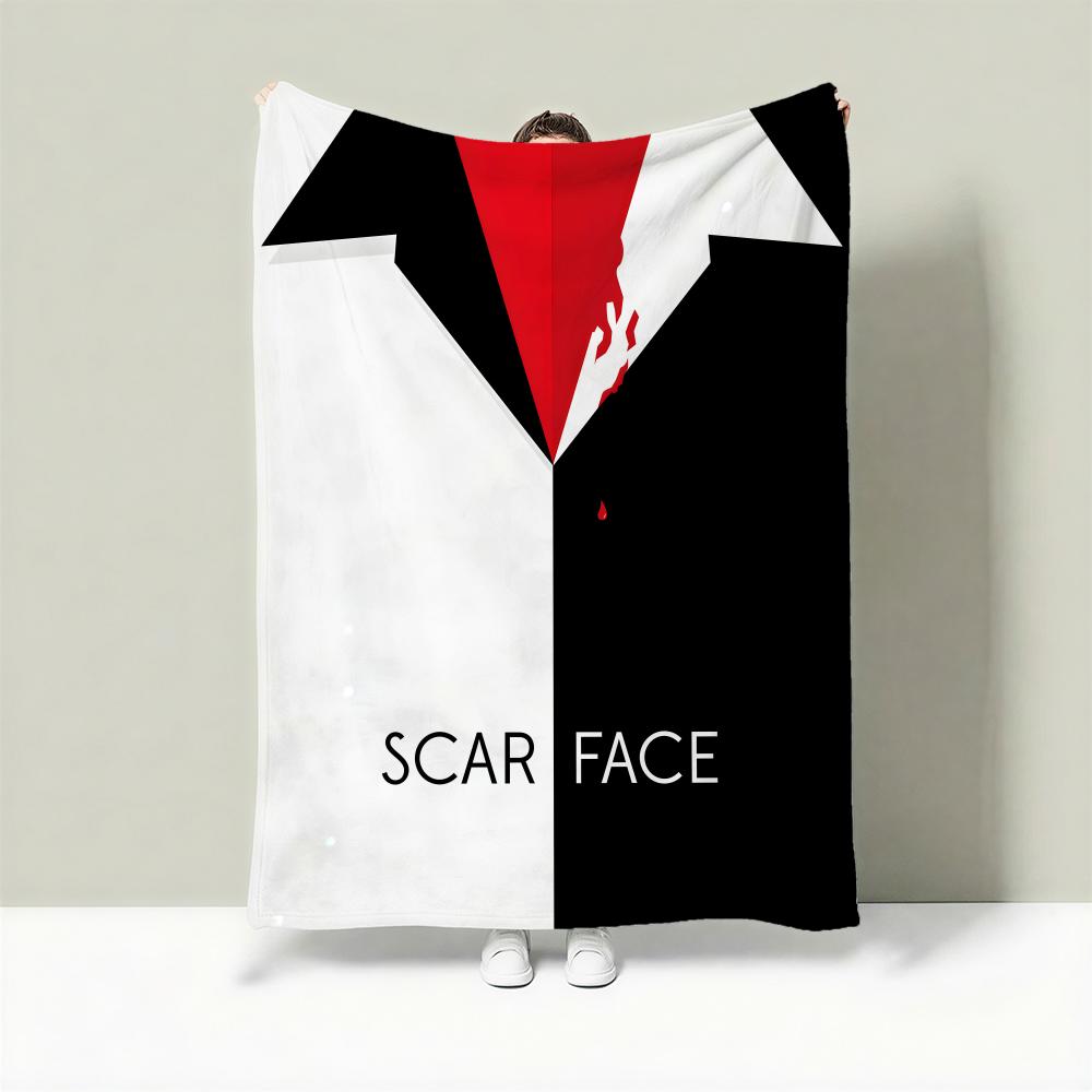 Movie S-Scarface Throw Lightweight 240g Flannel Blanket Soft Skin-friendly for Summer Cooling