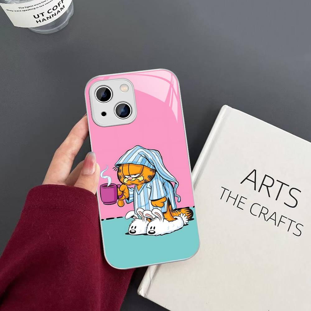 Kawaii Classic G-garfields Cat Tempered Glass For Iphone 14 13 12 11 Pro Mini XS MAX 14Plus X XS XR Cover