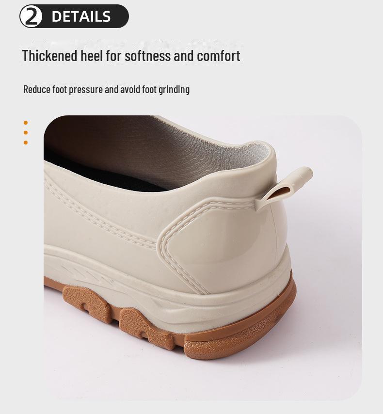 Trendy Khaki Waterproof Men's Low-Top Anti-Slip Rain Boots - Rubber Outdoor Wading Shoes