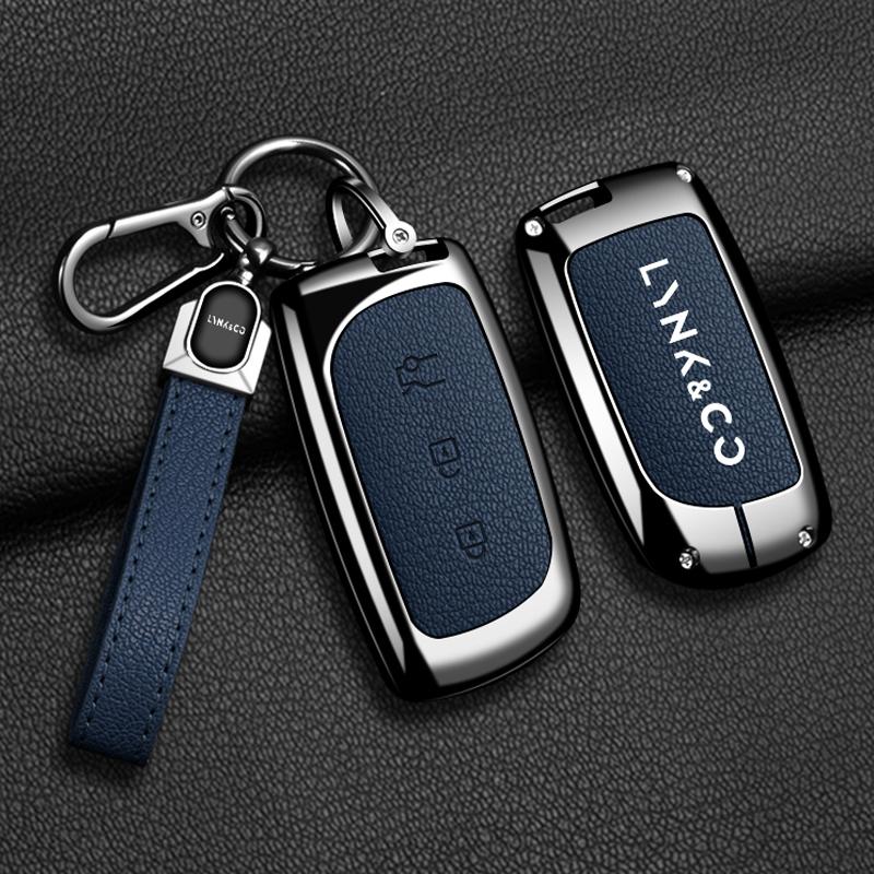 Interior Mouldings Car Alloy Leather Key Case Cover Fob Shell For Lynk&Co Z20 Z10 Lynk&Co 02 01Smart Remote Protector Keychain A