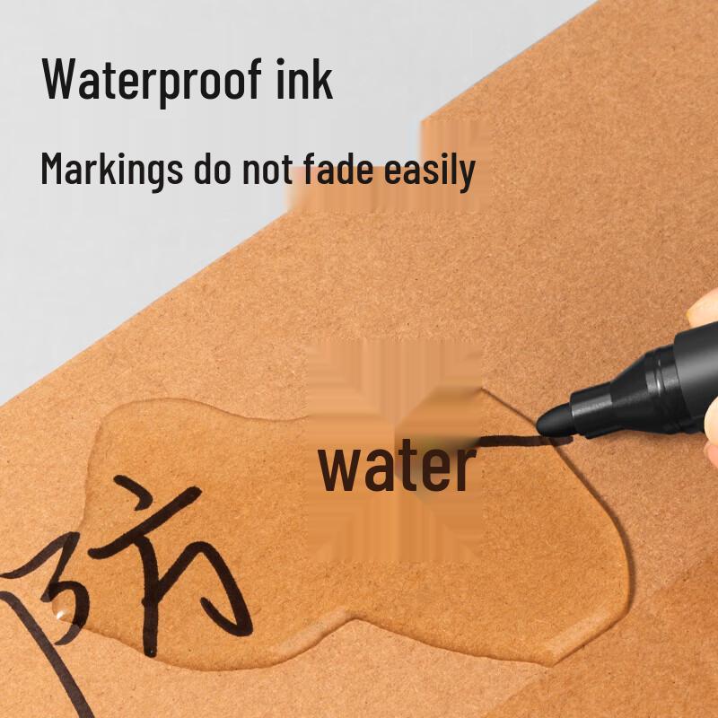 Deli 6881 Bold Tip Oil-Based Marker Pens, Black (2 Boxes)