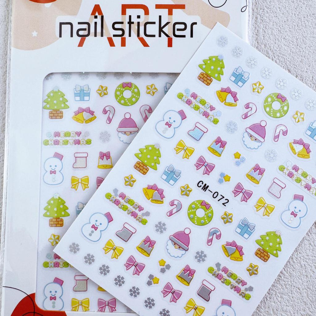 Snowflake Santa Claus Silver Nail Stickers - Christmas Decoration, Hot Seller in Cross-border E-commerce