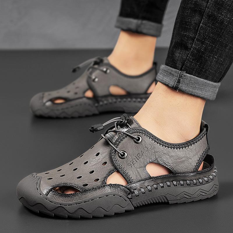 2025 Summer Hand-sewn Casual Men's Shoes Outdoor Wading Men's Sandals 2025 Direct Sales Mesh Fashion