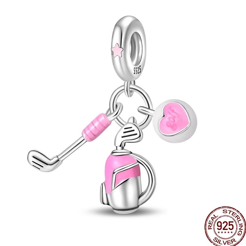 925 Silver Sports Charm Bracelet DIY For Women Ice Skates Basketball Tennis Badminton Volleyball Beads Fine Jewelry