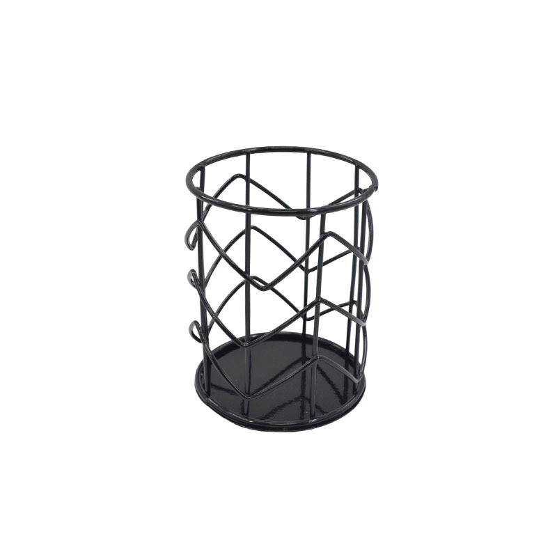 Elegant Wrought Iron Desktop Organizer: Creative Pen Holder & Storage Basket