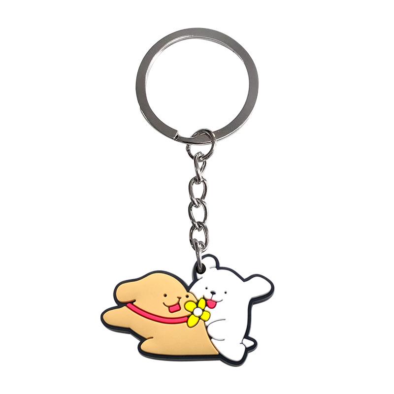 Adorable Couple Dog Keychain Pendant - Trendy Backpack Ornament