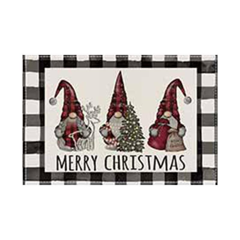 Christmas Snowman Snowflake Plaid Table Mats - Festive Insulated Linen Tablecloth for Party Decoration