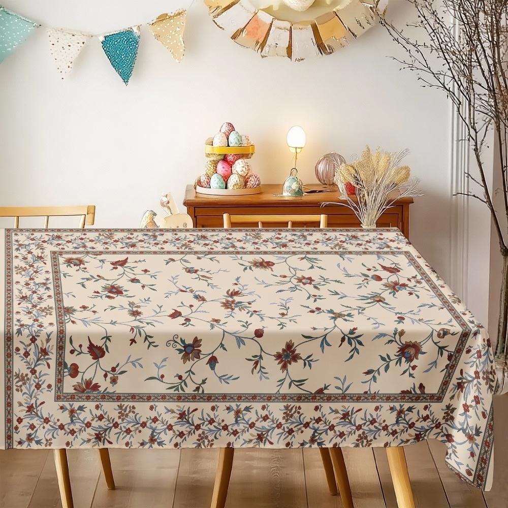 Bohemian Floral Rectangle Table Cloth for Table Decor Kitchen Dining Waterproof Reusable Tablecloth for Table Party Picnic