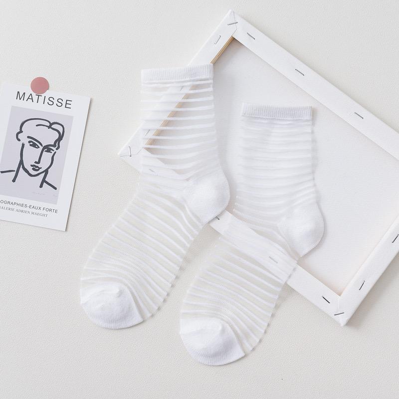 5 pairsFashion Kawaii Women Socks Sexy Lace Mesh Fishnet Socks Mixed Transparent Stretch Elasticity Ankle Net Yarn Thin Sox