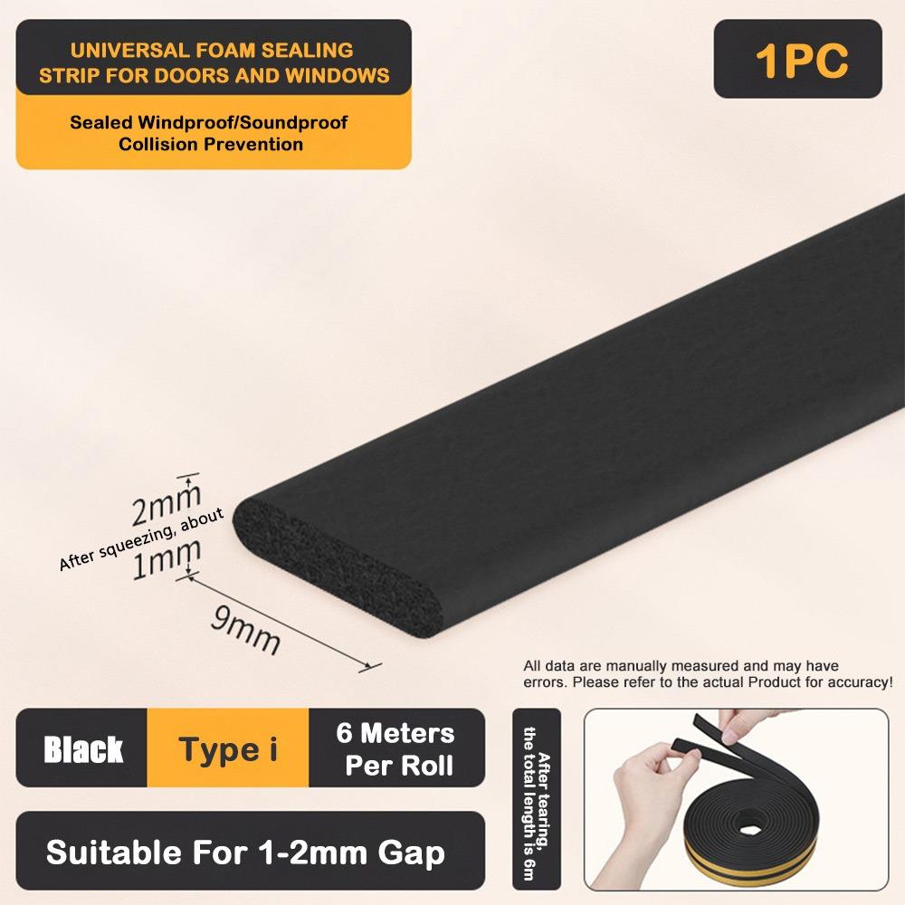 Self Adhesive Weather Stripping Door Seal Strip EPDM Windproof Door Seal Strip Anti Collision 6Meters Weatherstrip for Window