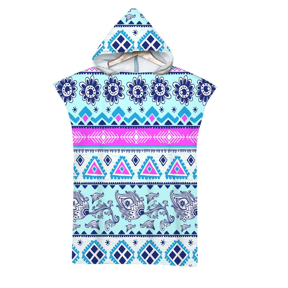 Geometric Hooded Wearing Bath Towel, Beach Towel, Cape, Seaside Change Of Clothes, Bathrobe, Printed Hooded Bath Towel, Minimum Order
