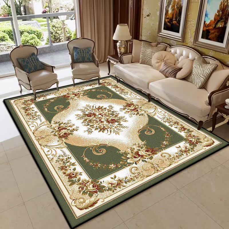 Luxury Green Living Room Carpet European Style Decoration Large Area Sofa Non-slip Rugs Bedroom Lounge Fluffy Plush Floor Mat