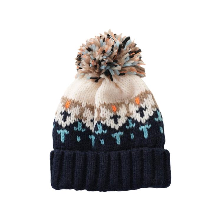 Pompoms Contrast Color Winter Hat Knitted Slouch Skull Hat Adjustable for Outdoor Activity Everyday Use Head Accessory