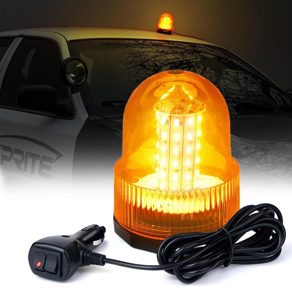 WANCHIY Rotating Yellow 30 3m Extension Warning Emergency Signal Construction Police Car Light Beacon, (Rotating/Flashing), Magnetic, 12V/24V, LEDs,