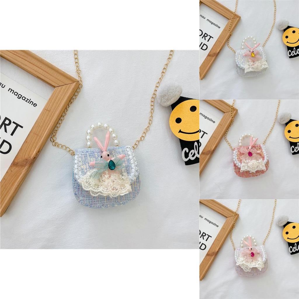 Childrens Cute Princess Girls Crossbody Bag With Faux Pearl Handle And Cartoon Animal Pattern For Daily Use