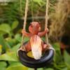 Resin Squirrel On A Tire Swing Figurine Cute Hanging Decors Ornament For Garden Balconies Patios And Home Decoration