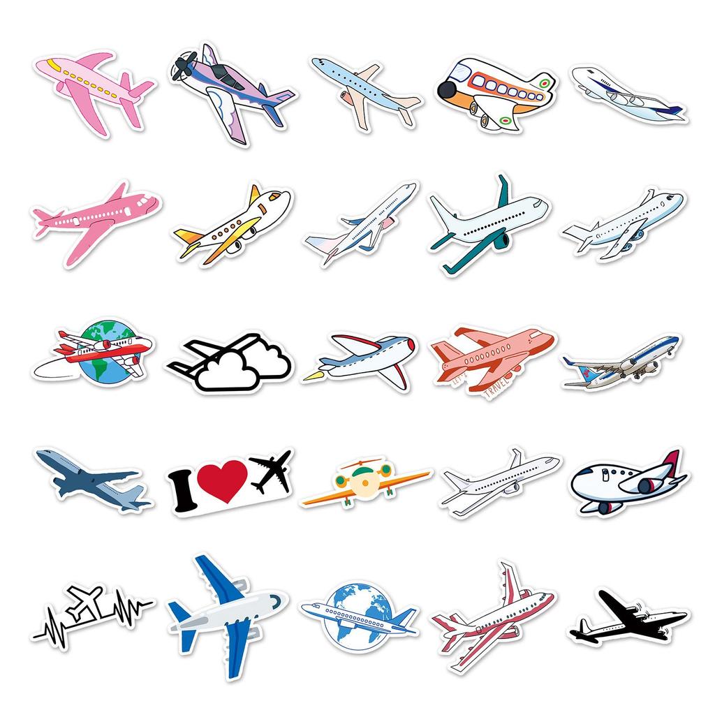 50-Pack Trendy Waterproof Airplane Stickers for Suitcases & Laptops