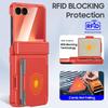 For Samsung Galaxy Z Flip 7 with Card Holder [RFID Blocking] & Hinge Protection & HD Screen Protector,Rugged Anti-Scratch Phone Case-Rose Red