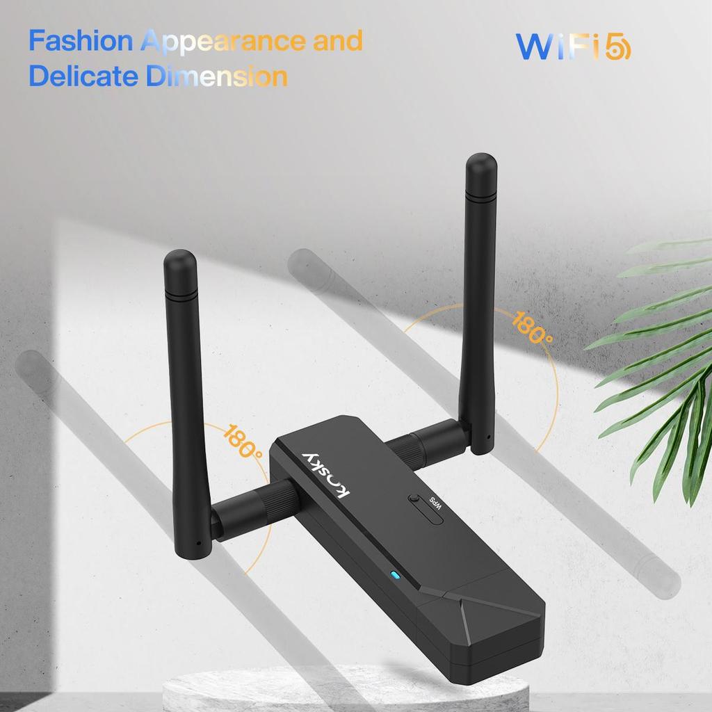 Kosky 1200Mbps Wifi Adapter WiFi 5 Daul-band 802.11ac USB2.0 Boost Your Internet Speed with 1200Mbps Wireless USB Wifi Adapter