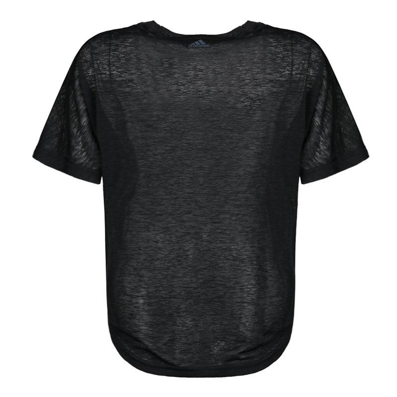 adidas T-shirt a Maniche Corte Girocollo Traspirante Casual da Esterno Tinta Unita Top da Donna Nera CF4448