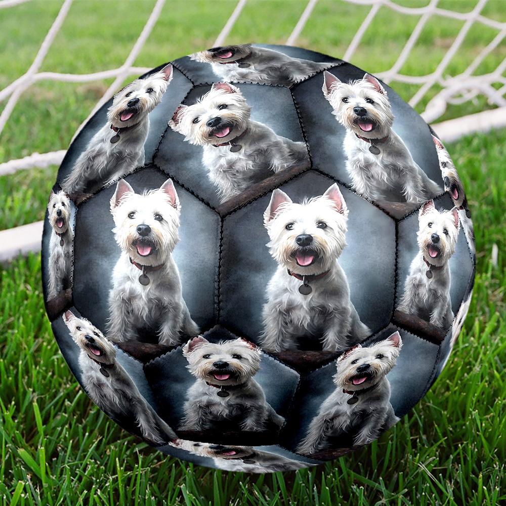1pc White Terrier Portrait Size 5 Soccer Ball Professional Match Training Football Indoor &Outdoor Sports Ball Lightweight Durable c6516