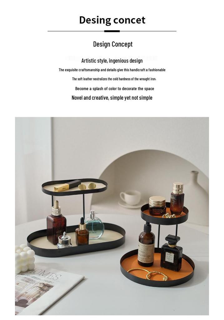 Cosmetics Storage Box Aroma Diffuser Tray: Key, Perfume, and Iron Rack for Dressing Table, Entrance, or Washstand