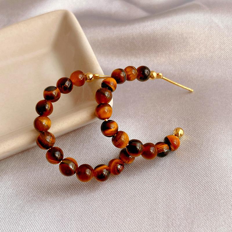 Dámské náušnice BLINGBAY Maillard Tiger Eye Stone Geometrické náušnice Módní Lehké Luxusní Retro Náušnice Špičkové univerzální náušnice Šperky Dárky