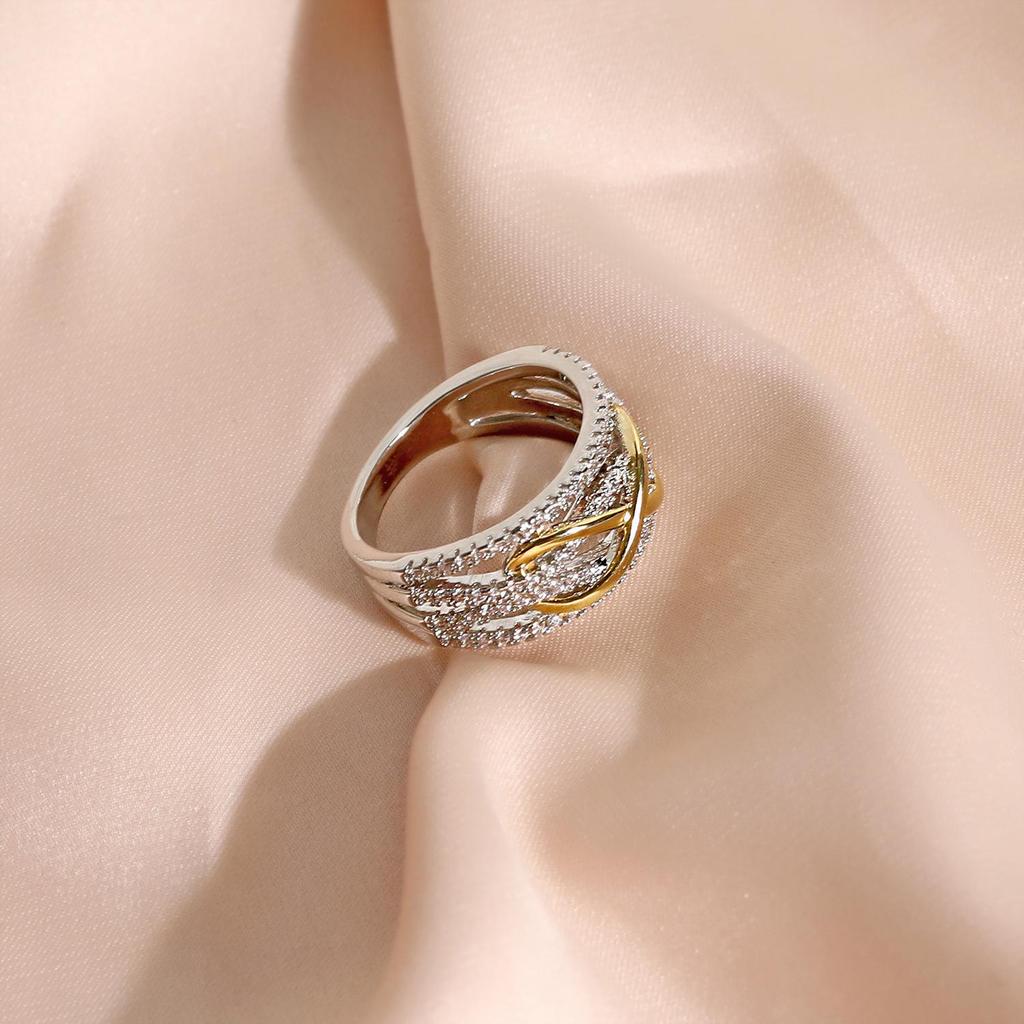 Dual-Tone Infinity Ring with Shimmering Diamonds: Gold & Silver Symbol of Eternity