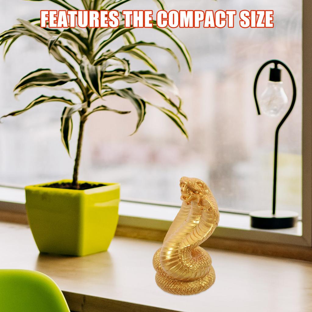 Gold Resin Snake Sculpture Smooth Round Edges Compact Decoration Desktop Home Office Garden Art Resin Snake Figurine