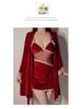 Guiruo Samt Dessous Set: Camisole, Morgenmantel mit offener Vorderseite, Stilleinlagen - Pure Desire Kollektion 1490