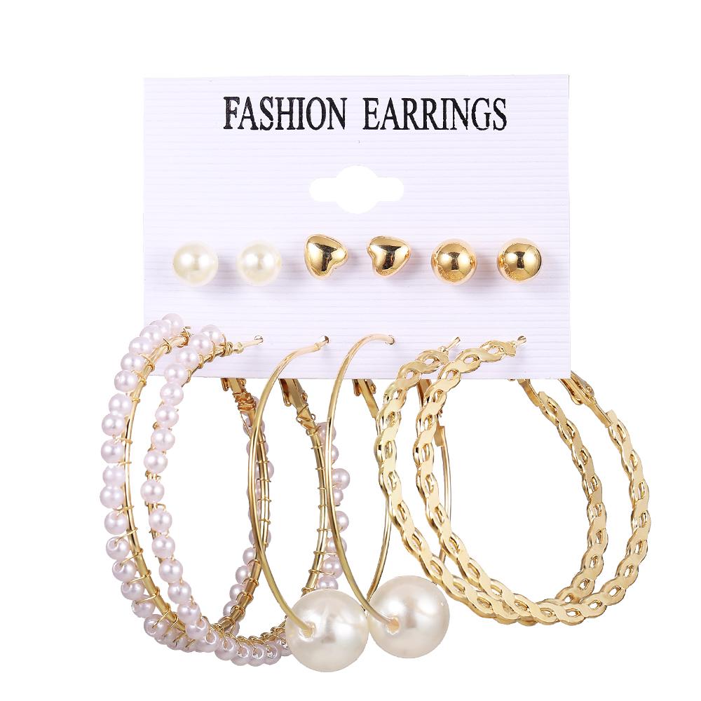 IF ME Retro Butterfly Tassel Pearl Earrings Set Elegant Gold Earring Women Fashion Jewelry Accessories