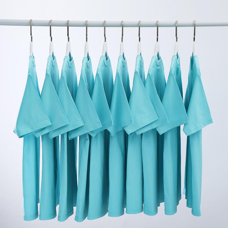 Unisex Crew Neck Short Sleeve Loose Fit Cotton T-Shirt Solid Color Basic Tee Top