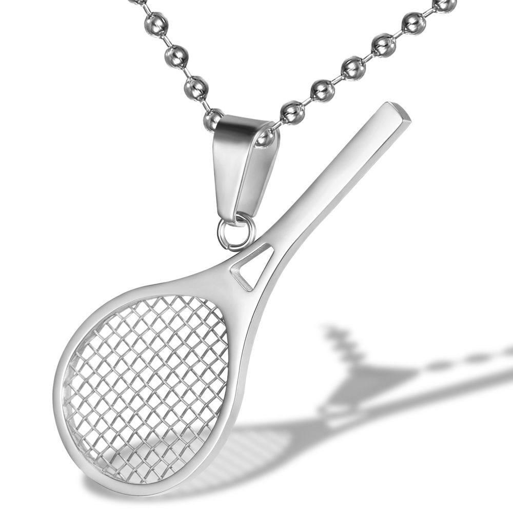 Titanium Steel Tennis Racket Pendant Necklace for Fitness Enthusiasts