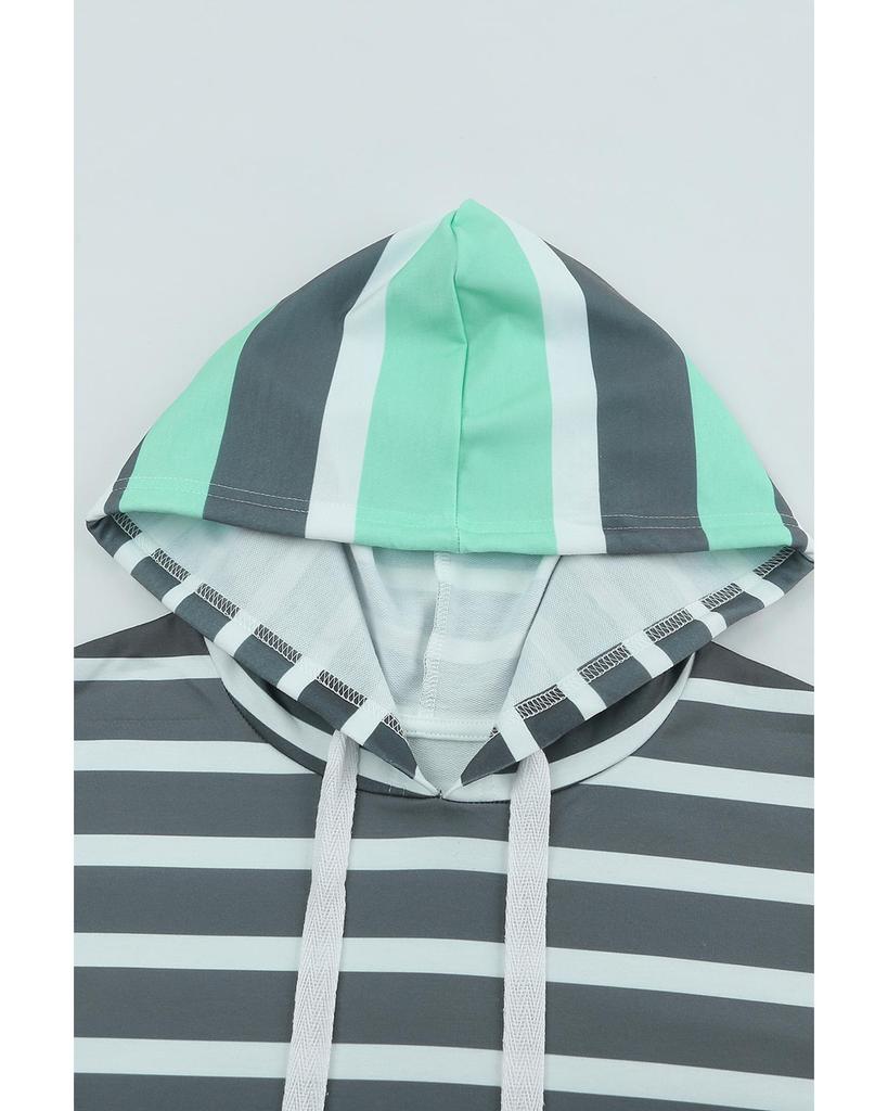 Azura Exchange Striped Drawstring Long Sleeve Hoodie