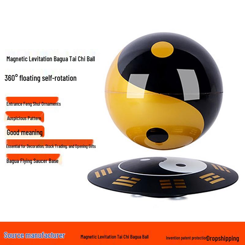 6-Inch Magnetic Levitation Yin Yang Tai Chi Ball Ornament for Home or Office Decor 6-inch ABS