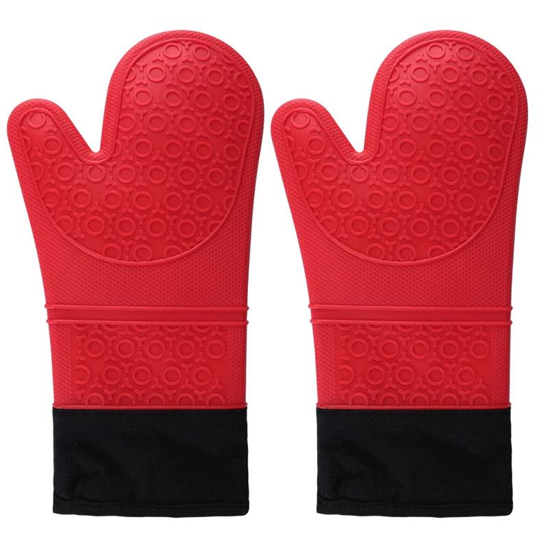 Thicken Silicone Baking Gloves Waterproof Heat Resistant Oven Mitt With Cotton Kitchen Cooking Microwave BBQ Gloves Potholder