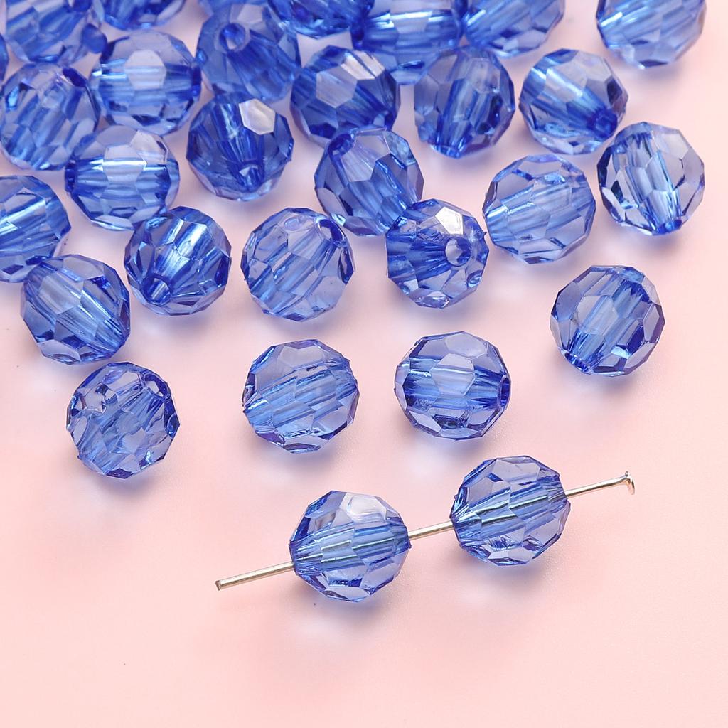 Handmade Beads Diamond-shaped Faceted Beads Acrylic Transparent Irregular Faceted Round Beads Beads DIY Bracelet Cell Phone Chain Jewelry Loose Beads