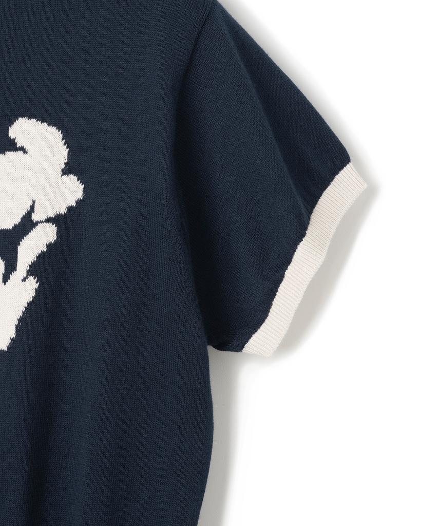 KNITTED (W) Cotton Logo Ringer Knit Navy