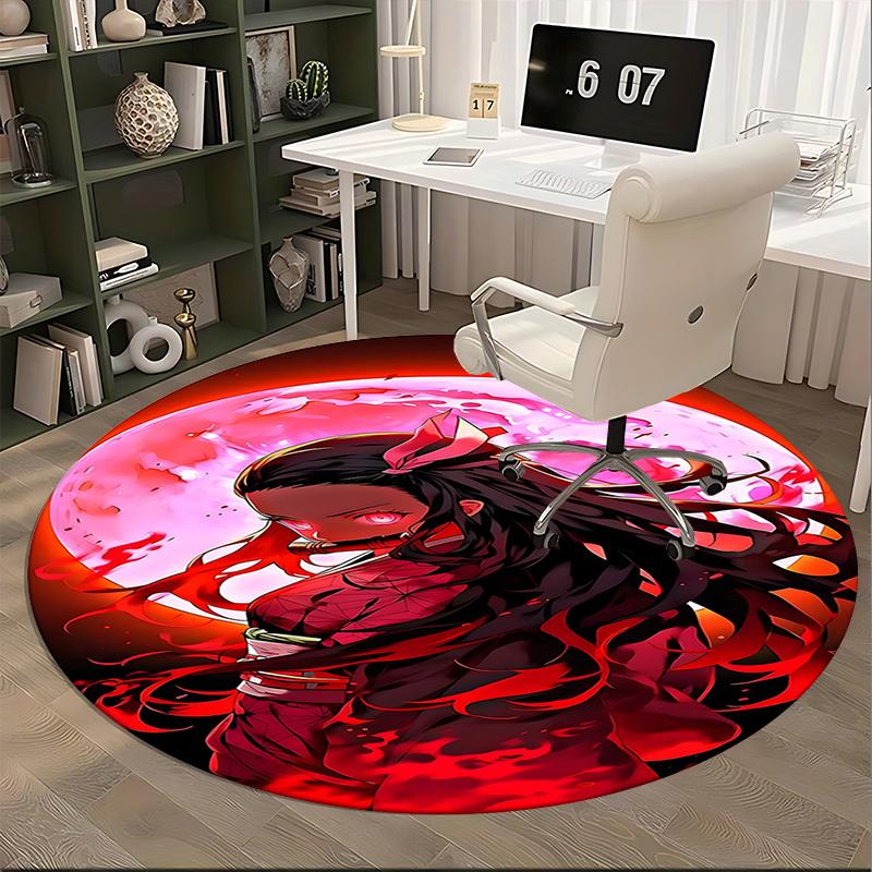 Anime Character Chair Mat - Round Carpet for Home Decor, Office Use, Bedroom & Living Room Gift0424b
